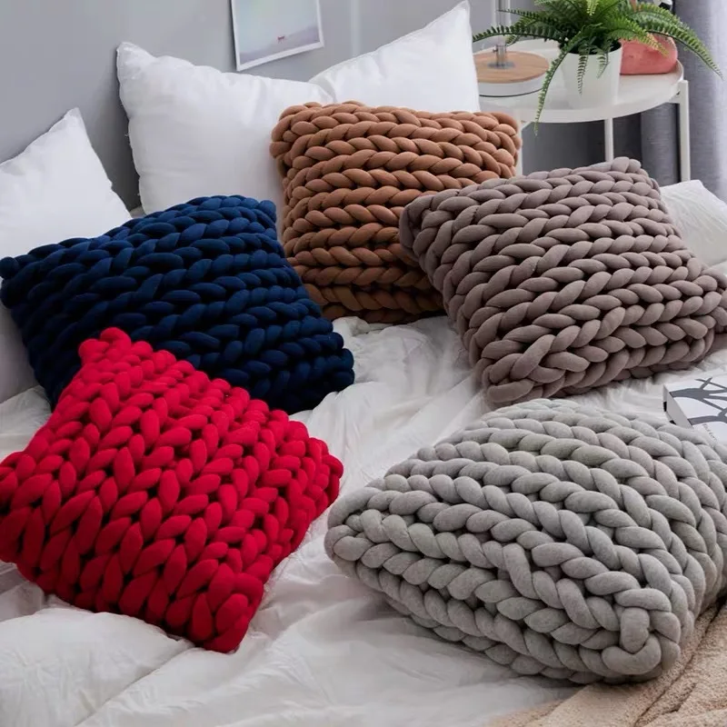 Plush Knot Cushion Cute Handwoven Sofa Couch Cushion Ornament for Bedroom  Dormitory Bed Decoration - AliExpress