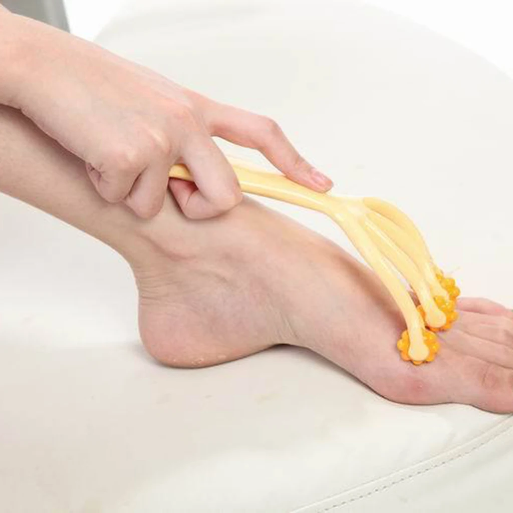 2 Pieces Portable Relax 4 Fingers Roller Massage Hand Push Leg Neck Back Waist Calf Wheel Massager for Personal Travel