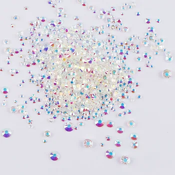 

Mix Size Crystal AB Unfoiled Flat Back Rhinestones For Nail Arts and Crafts