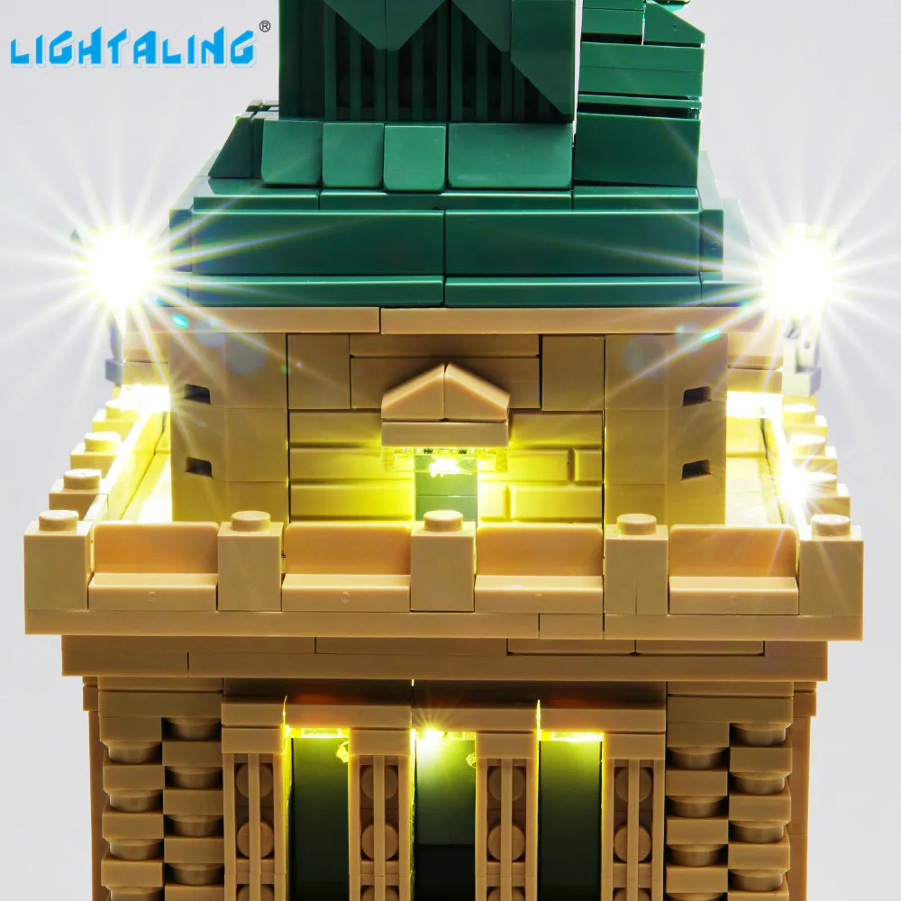 Lightaling Led Light Kit For Architecture Statue of Liberty Building Blocks Compatible With 21042( Lighting Set Only