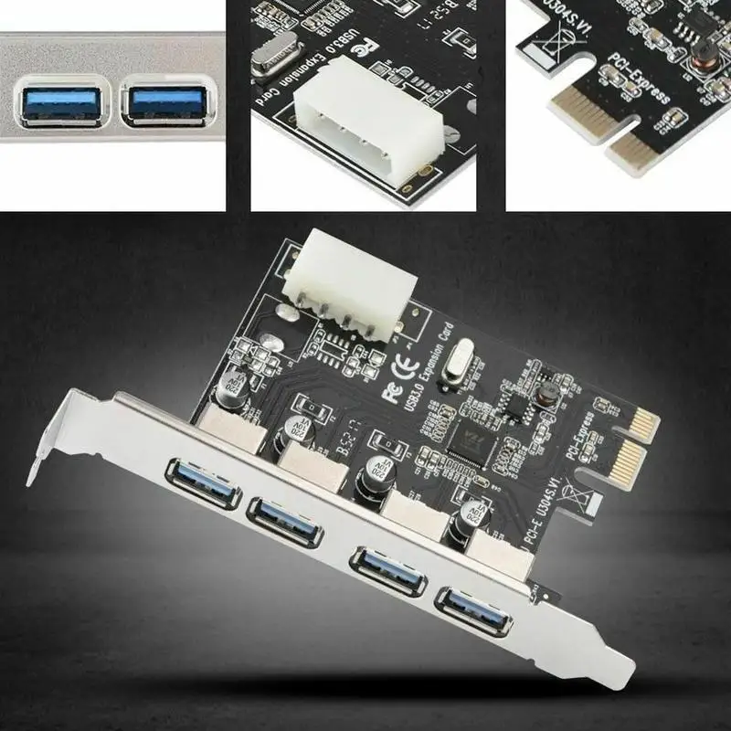 4 Порты и разъёмы PCI-E X1 к USB 3,0 концентратор PCI Express карты расширения адаптер PCIe 5 Гбит/с, высокая Скорость контроллер для настольных ПК компьютер