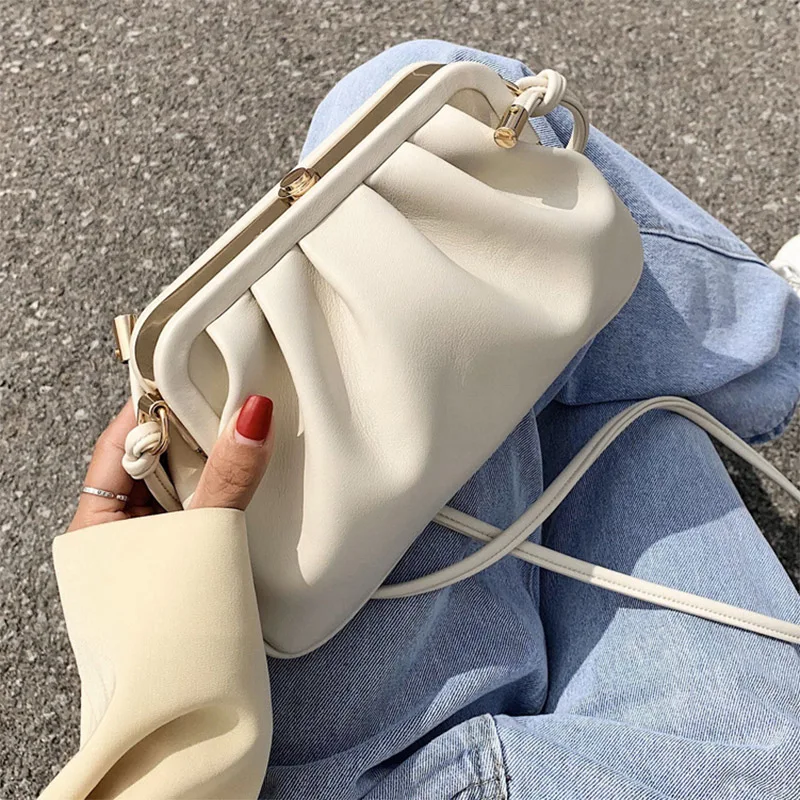 

Fashion Clip Shell Women's Shoulder Bags Designer Kiss Lock Women Messenger Bag Casual Solid Crossbody Bags For Women Hobos 2020