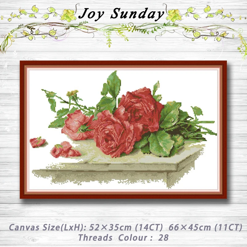 

Red roses on the table decor Patterns 14CT 11CT Counted Cross Stitch Sets embroidery sets Needlework kits Home decor