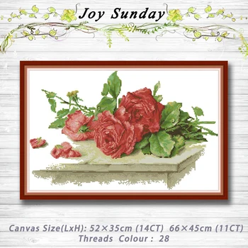 

Red roses on the table decor Patterns 14CT 11CT Counted Cross Stitch Sets embroidery sets Needlework kits Home decor