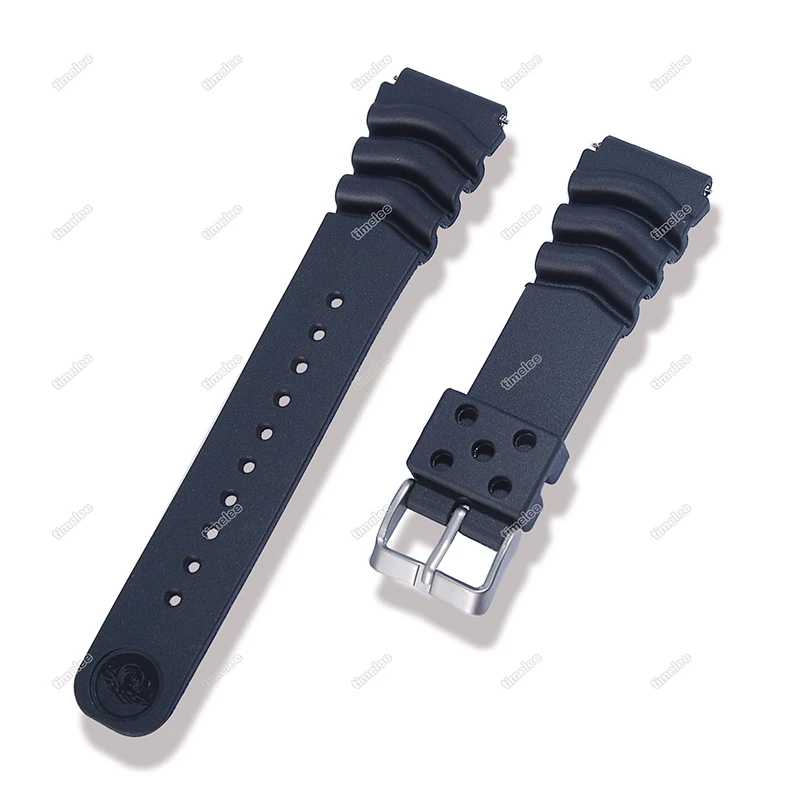 22mm 20mm Black Silicone Rubber Diver Watch Strap Silicone Band For ...