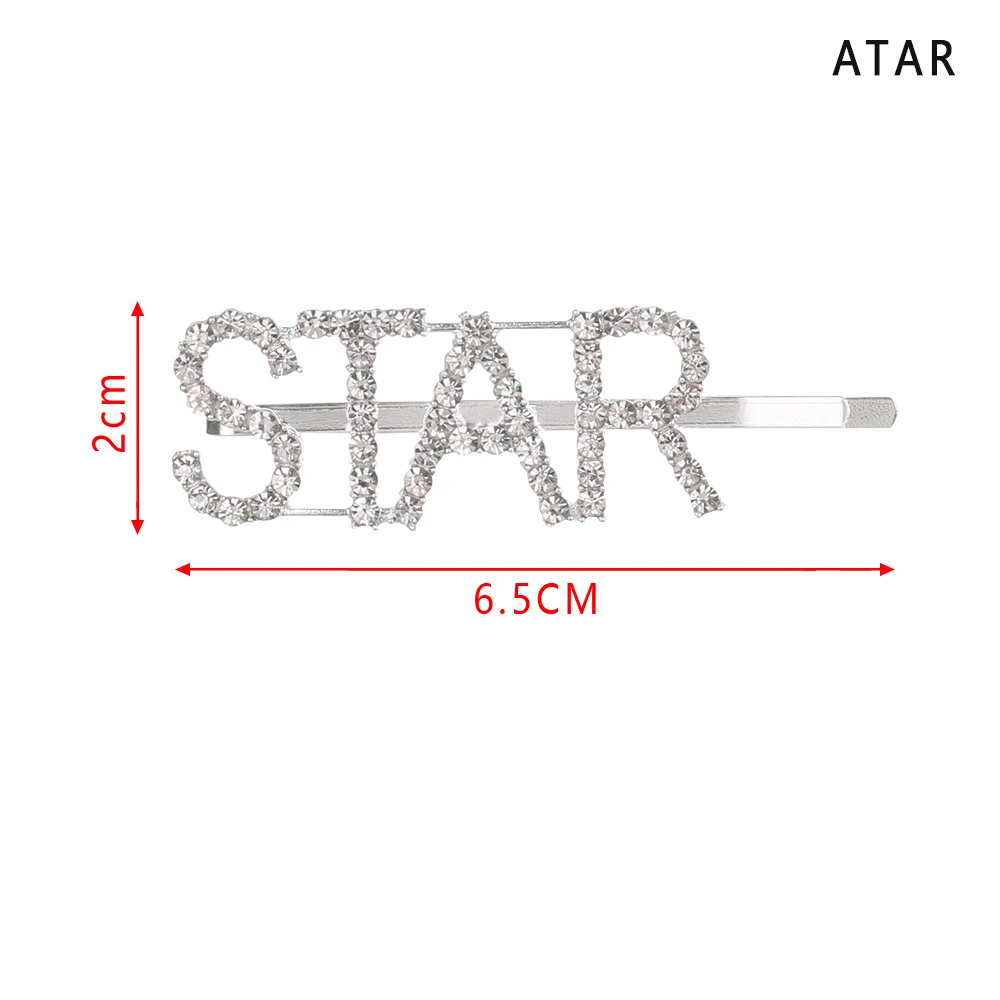 1 шт Горячая Мода слово горный хрусталь кристалл письмо Шпилька зажим для волос булавка орнамент заколки-пряжки аксессуары для волос - Цвет: STAR