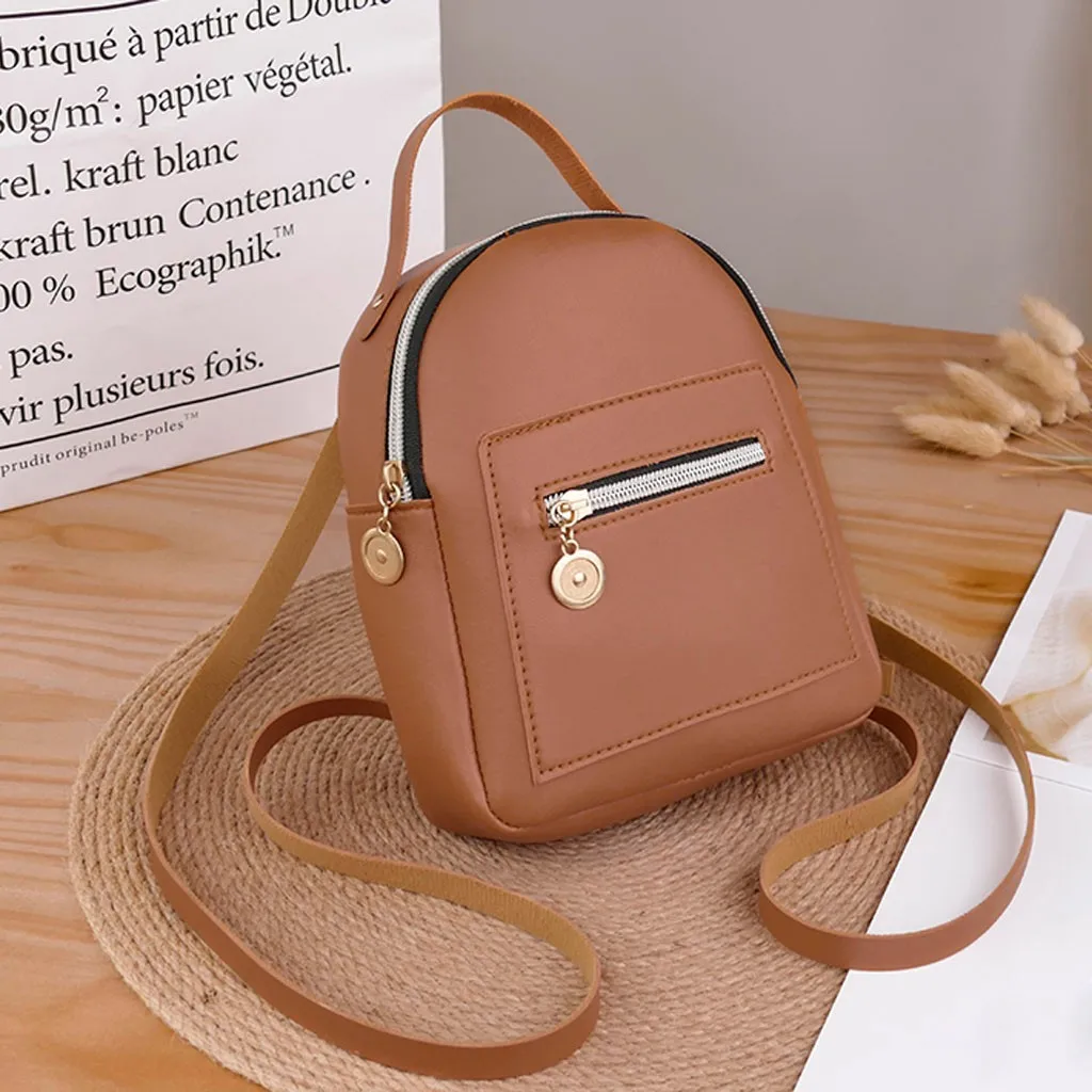 Brown 25# мини-рюкзак женская сумка через плечо из искусственной кожи для девочек-подростков Детский многофункциональный маленький рюкзак женский школьный рюкзак - Цвет: Brown