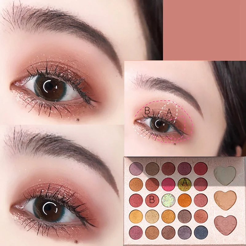 28-color Wet Glitter Matte Eye Shadow Palette Powder Waterproof Smudge-proof Colorfast Eyeshadow Highlighter Makeup Pallete
