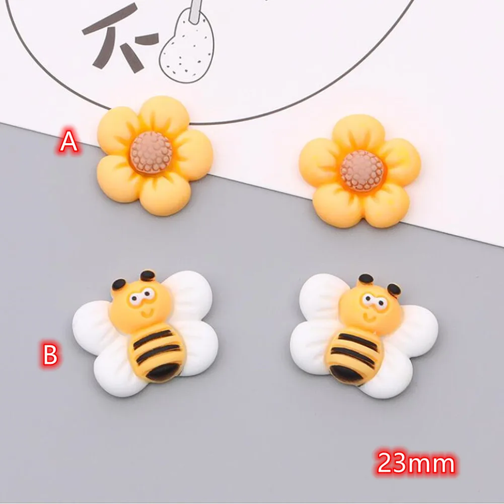 

20Pcs Home Decoration Bee Sunflower Kawaii Resin Flatback Cabochons Scrapbooking Cute Yellow Bees DIY Accessories Buttons