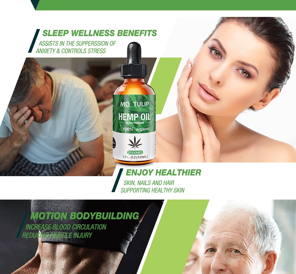 Cbd масло конопляное масло органическое эфирное масло 2000 мг травяные снять тревогу и стресс для тела Уход за кожей Спящая помощь Прямая поставка