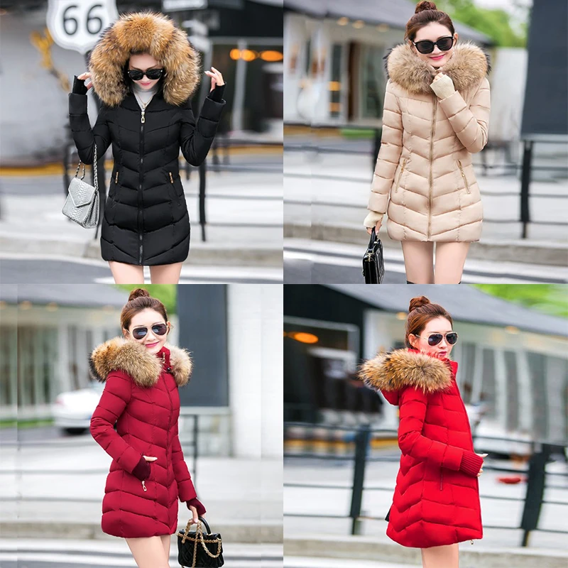 Winter Women Jacket 2021 Winter Thick Warm Padded Outwear Women Long  women's winter coats Slim Fur Hooded Jackets Women Parkas