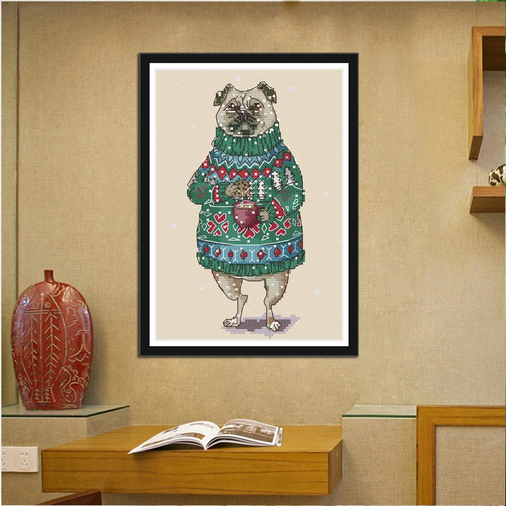 Joy Sunday для собачьего питья, кофе, вышивка крестиком DA299 14CT 11CT, Счетный и штампованный домашний декор, Набор для вышивания собак