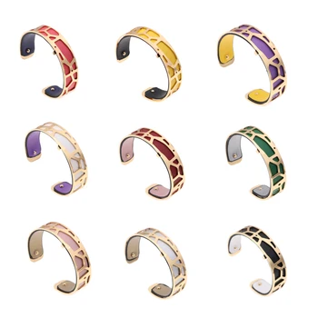 

15mm Leaves Reversible PU Leather Bracelet Interchangeable Bracelet Bangles with Gold Color Cuff Bangles Bracelet Femme Bijoux