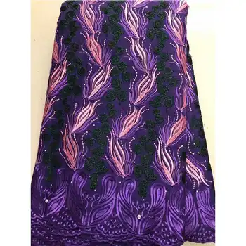 

purple STONES African Lace Fabric Nigerian Laces Fabric Bridal High Quality French cotton voile Lace Fabric for Wedding Party