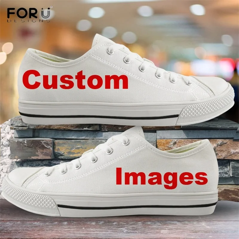 

FORUDESIGNS Custom Your Logo/Image/Text/Name Print Woman Low Top Canvas Shoes Breath Light Lace Up Shoes Women Spring Footwear