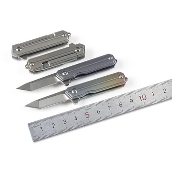 

Small commander official blade convenient outdoor camping mini folding knife Stocked Paring Knives D2 Titanium handle