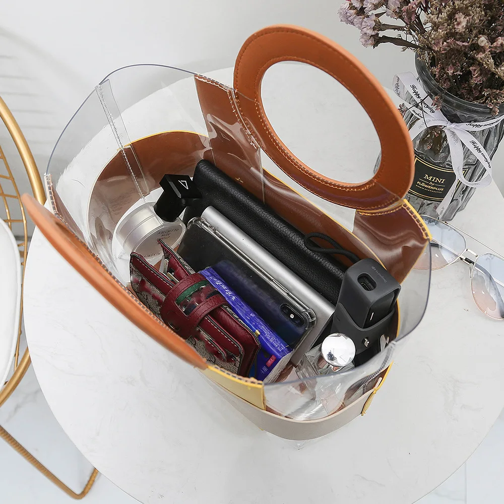 Large Clear Bags Girl's Casual Transparent Handbags Summer PVC Jelly Purses Fashion Composite Totes Women Shoulder Crossbody Bag