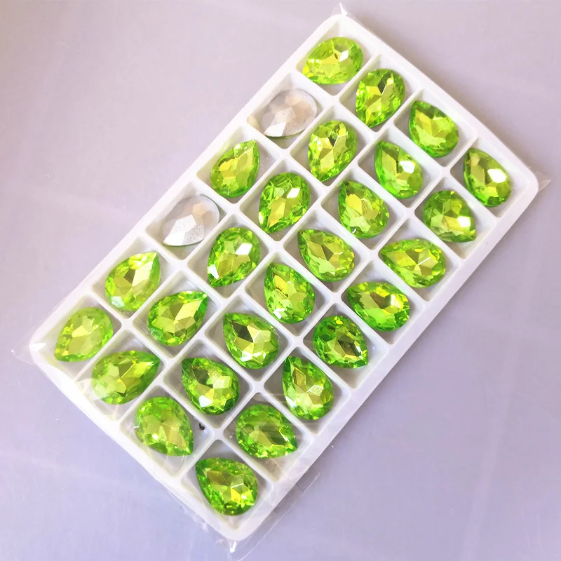 TopStone капля зеленого цвета 10x14 мм 13x18 мм 20x30 мм бусины в форме капель стеклянные капли кристалл изысканный камень