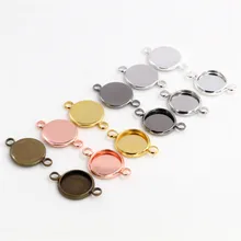 10 мм 20 шт латунный материал 6 цветов с покрытием двойной подвесной стиль Камея Установка База Кабошон Установка разъем высокое качество