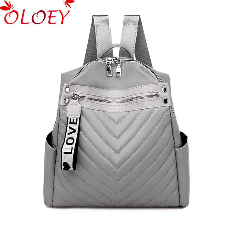 New fashion striped Oxford Anti-theft backpack women love zipper lady student school shoulder bag for girls |