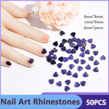 

50PCS/Package Wholesale Flatback Love Nail Stickers Crescent Glitters Stone Starry Sky Color Changing Glass Nail Art Rhinestones