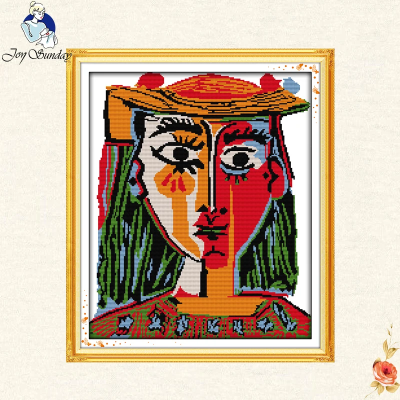 Joy Sunday Picasso надевал женский набор для вышивки крестом шляпа DMC рукоделие Счетный