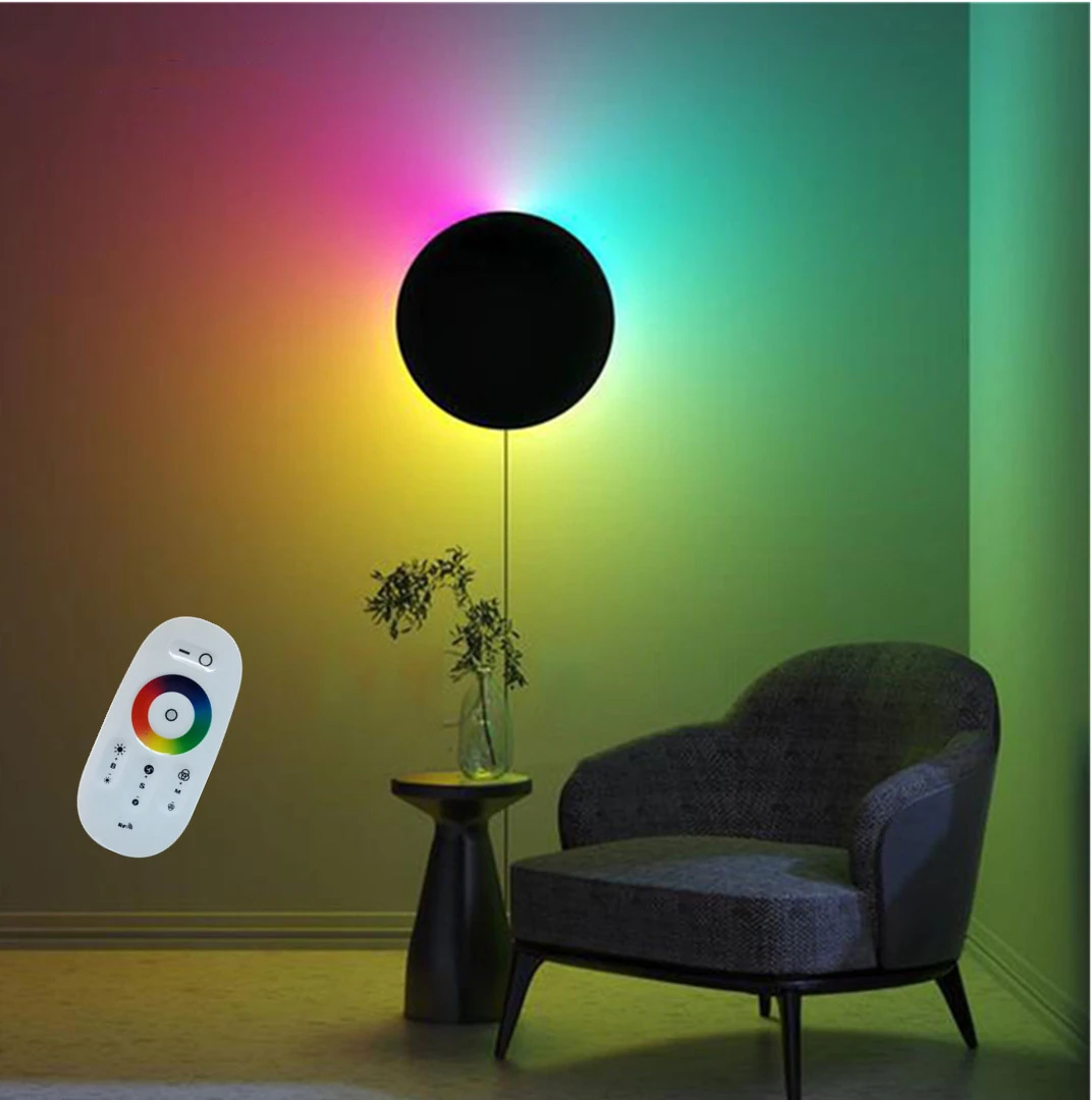 

Modern Simple RGB Led Wall Lamp With Remote Controller Living Room Bedroom Bedside Study Staircase Aisle Home Decor Wall Sconce