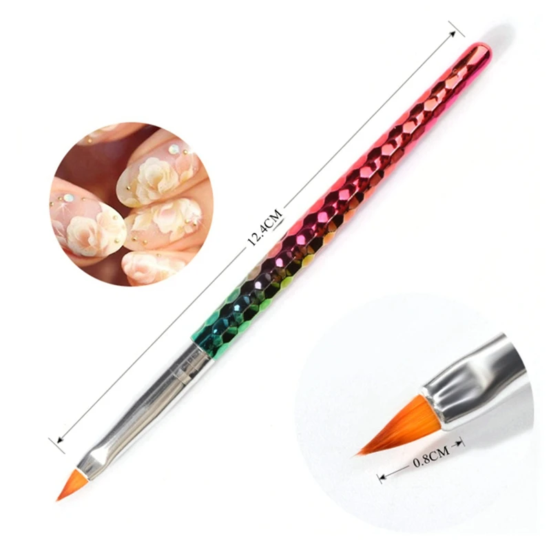 1Pcs Rainbow Fish Tail Mermaid Nail Art Brush Silicone Dotting Sculpture Pen Hollow Carving Emboss Shaping Acrylic Gel Tips Tool