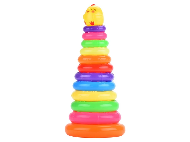 

Er tong tao Ring Throwing Toy 12-Layer Circle Drag Rainbow Ring Cartoon Chickens Cast-Stack Circle Plastic Lap Coil