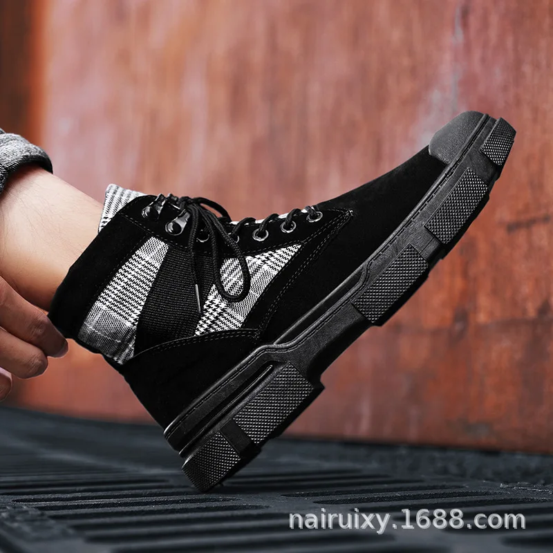 

Gong mao 2020 New Style Fashion MEN'S SHOES High Shoes Martin Boots Worker Boot Mid-top Closed-toe Fashion 39-44 Batch