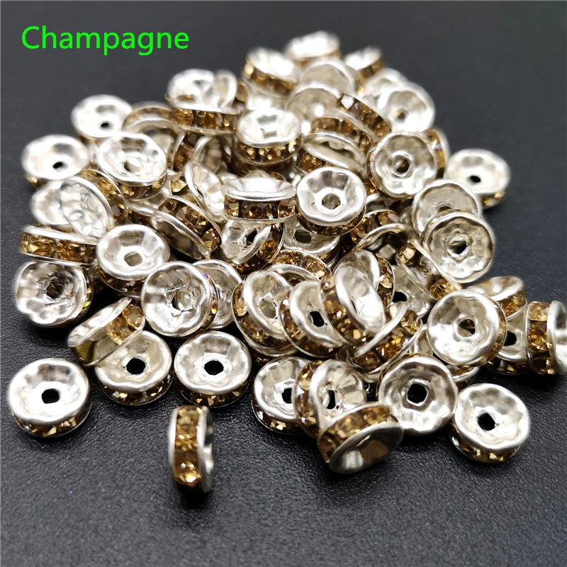 800 Pieces 8mm Round Rondelle Spacer Beads Crystal Rhinestone Loose Bead  Charm Beads Spacer Bead for Jewelry Making (Gold, Silver,8 mm)