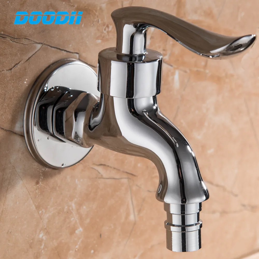 

Doodii Free shipping Brass chrome Cold Water Wall Tap Garden Piscinas Long Washing Machine Water Tap Basin Faucet Bibcock taps