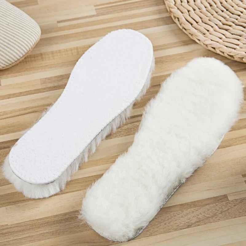 Winter Sheepskin Insoles Thick Warm Natural Fur Wool Insoles For Men Women Snow Boots Sport Hiking Shoe Adult Shoe Pad White shoe insoles orthopedic insoles