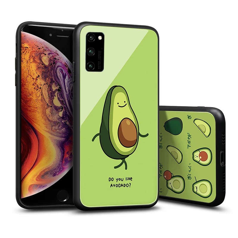 Чехол для Huawei Honor V30 Pro 20 Lite закаленное стекло с зеленым авокадо жесткий защитный