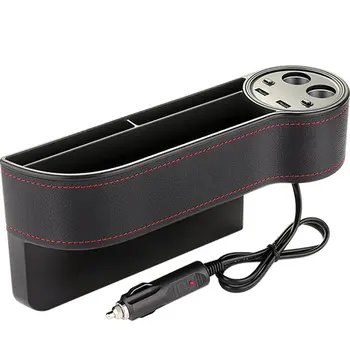 

Crevice Storage Box 2 USB Car Charger Cigarette Lighter Socket Car Organizer Bag Gap Pocket Tidying Card Phone Holders