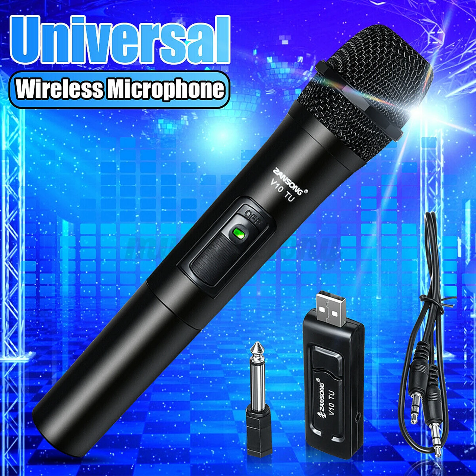 Wireless Microphone VHF Handheld Microphone with Receiver for Karaoke Speech Loudspeaker 3.5mm 6.35mm Adapter Mic