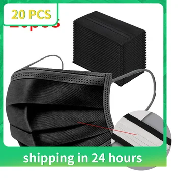 

20 Pcs Black Disposable Solid Mask Facemasks For Face Women Summer Classic Mascarillas Con Filtro Mascarilla Tela Masque