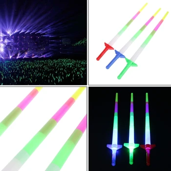 

1Pc New Rainbow Sword Extendable Light Up Toys Flashing Wands Led Sticks Party Random delivery