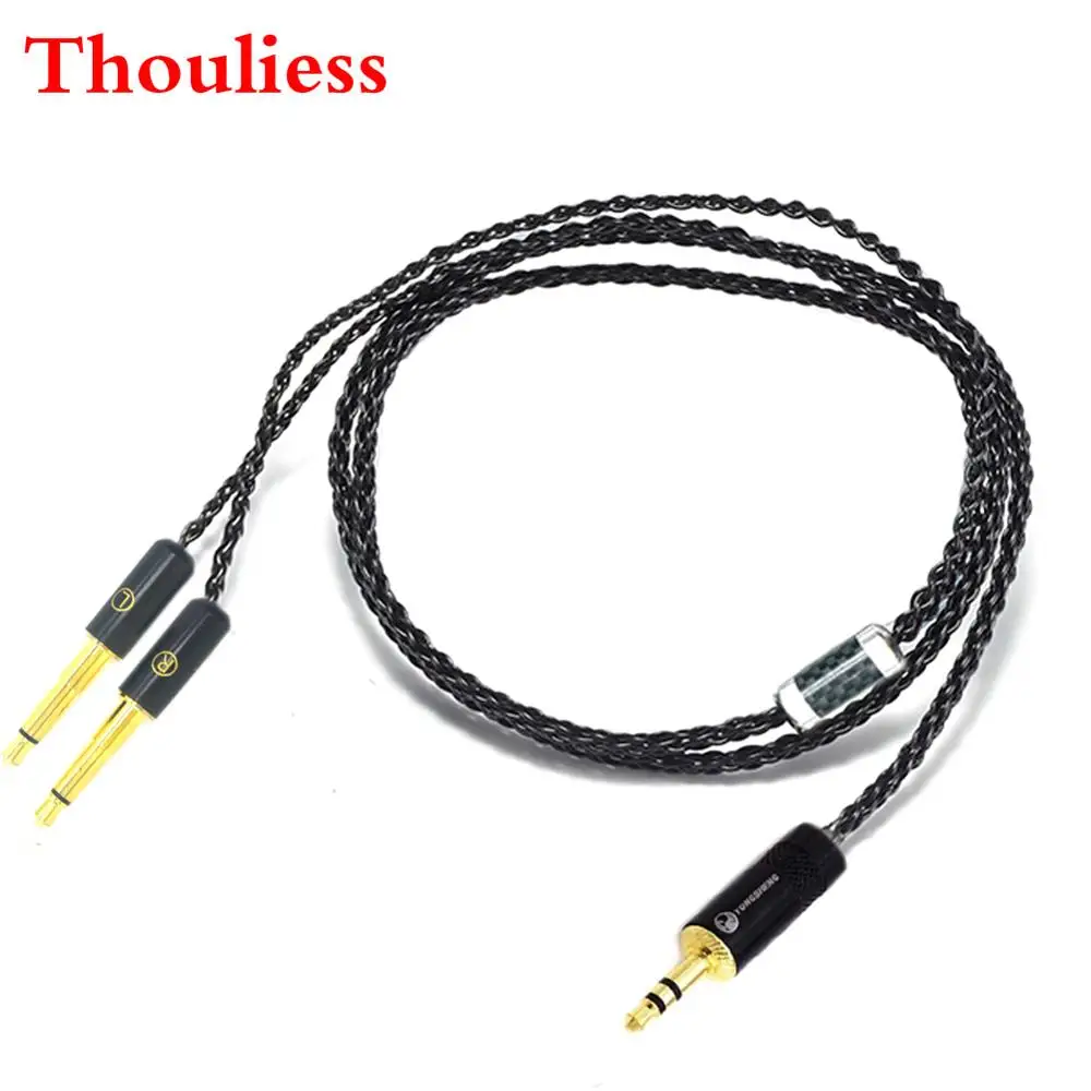 Thouliess HIFI Black Silver Plated Headphone Upgrade Cable for Meze 99 Classics Focal Elear T1P T5P t1 Headphones Extended plug