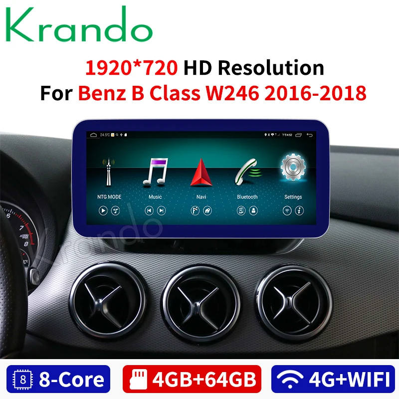 #*Cheap Krando Android 8.1 10.25 #039; #039; 4+64GB IPS Blue Ray Sim card car radio player For Mercedes Benz B W246 2016 2018 4g LTE navigation