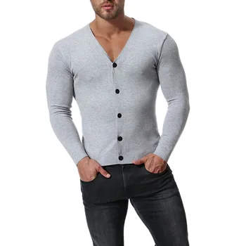 

Men'S Sweater Men Long-Sleeved V-Neck Knit Cardigan Solid Color Casual Sweater Men's Slim Fit Brand Knitted Pullovers