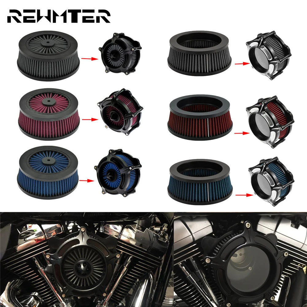 Motorcycle Air Filter Element Repalecment Intake Cleaner Grey/Red/Blue For Harley Dyna Softail