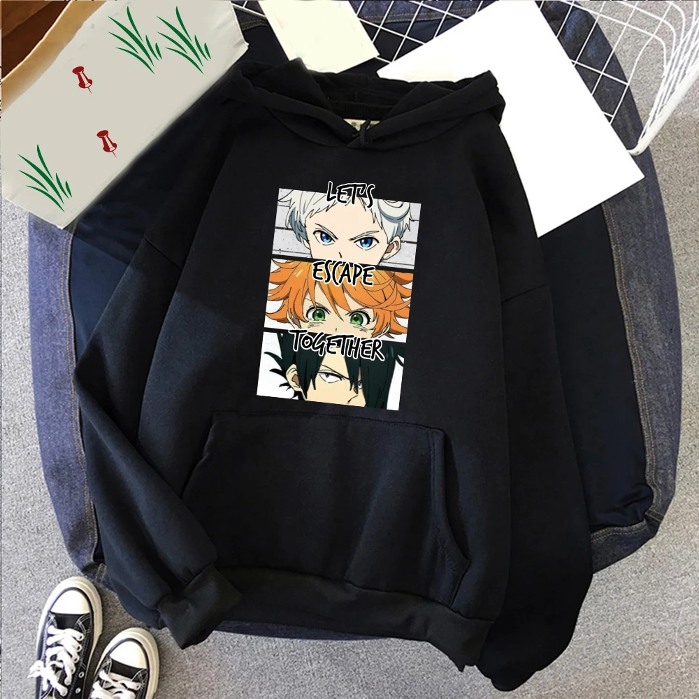 Anime the Promised Neverland Hoodie Japan Long Sleeve Emma. Norman. Ray. Printed Streetswear Hoodies | Мужская одежда