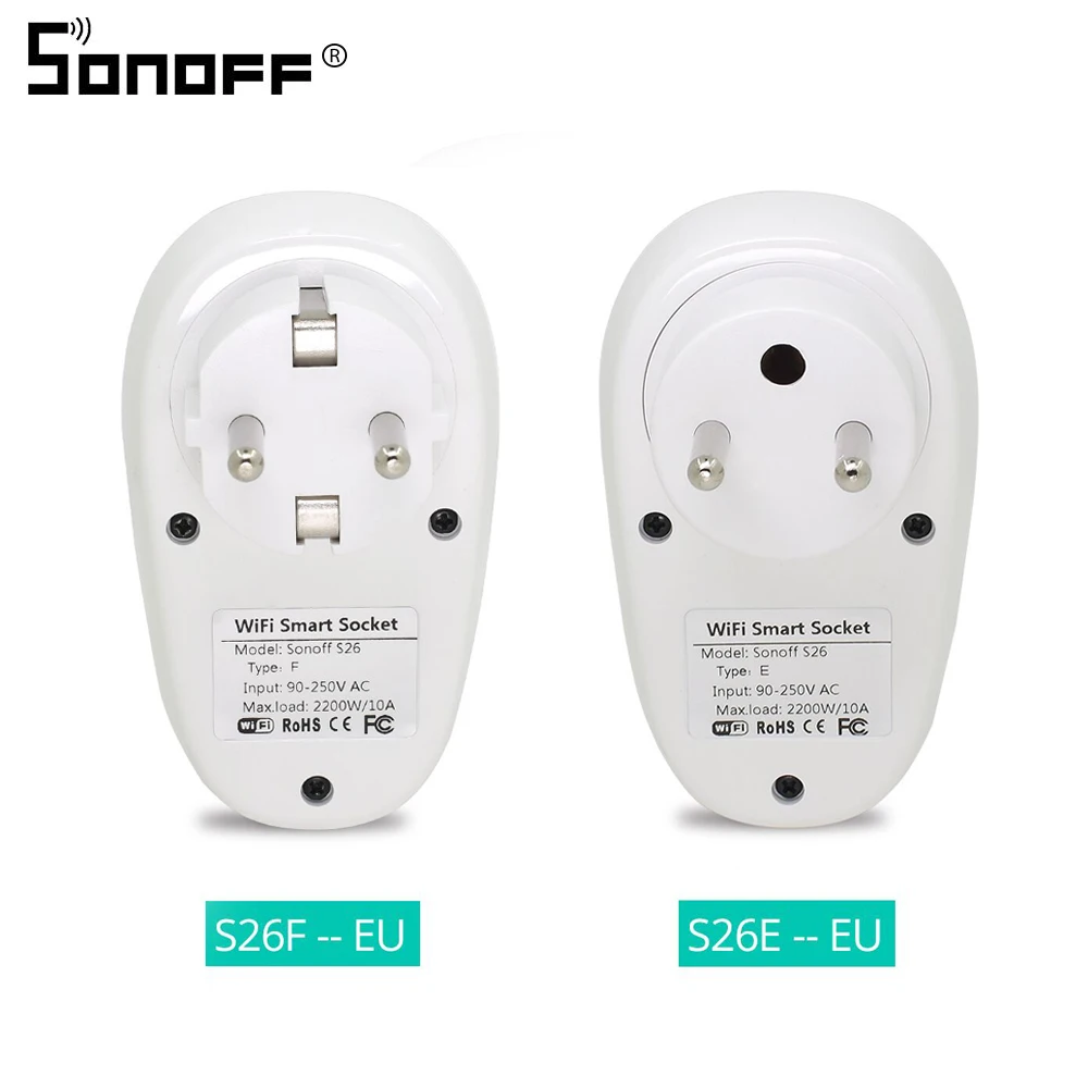  SONOFF S26 Wireless WiFi Smart Plug EU 220V Wifi Switch/Sockets Works With Ewelink Alexa Google Hom - 4000298985545