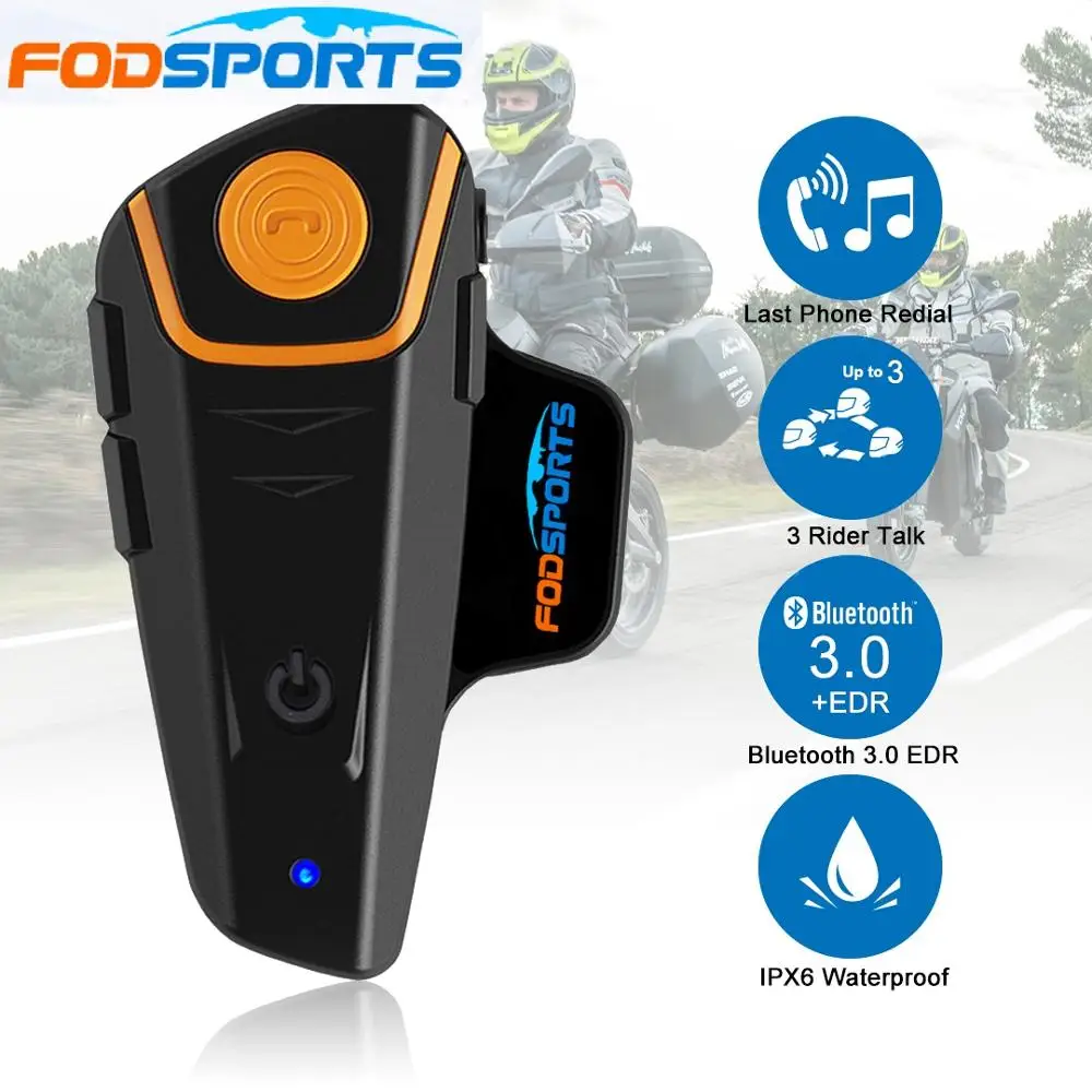 Comprar Fodsports BT S2 Pro motocicleta intercomunicador casco auriculares inalámbricos Bluetooth impermeable intercomunicador interfono Moto FM