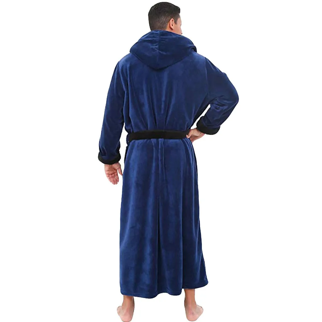Мужская зимняя удлиненная плюшевая шаль, халат, домашняя одежда, халат с длинным рукавом, пальто, нижнее белье размера плюс, кимоно, ночная рубашка, длинная