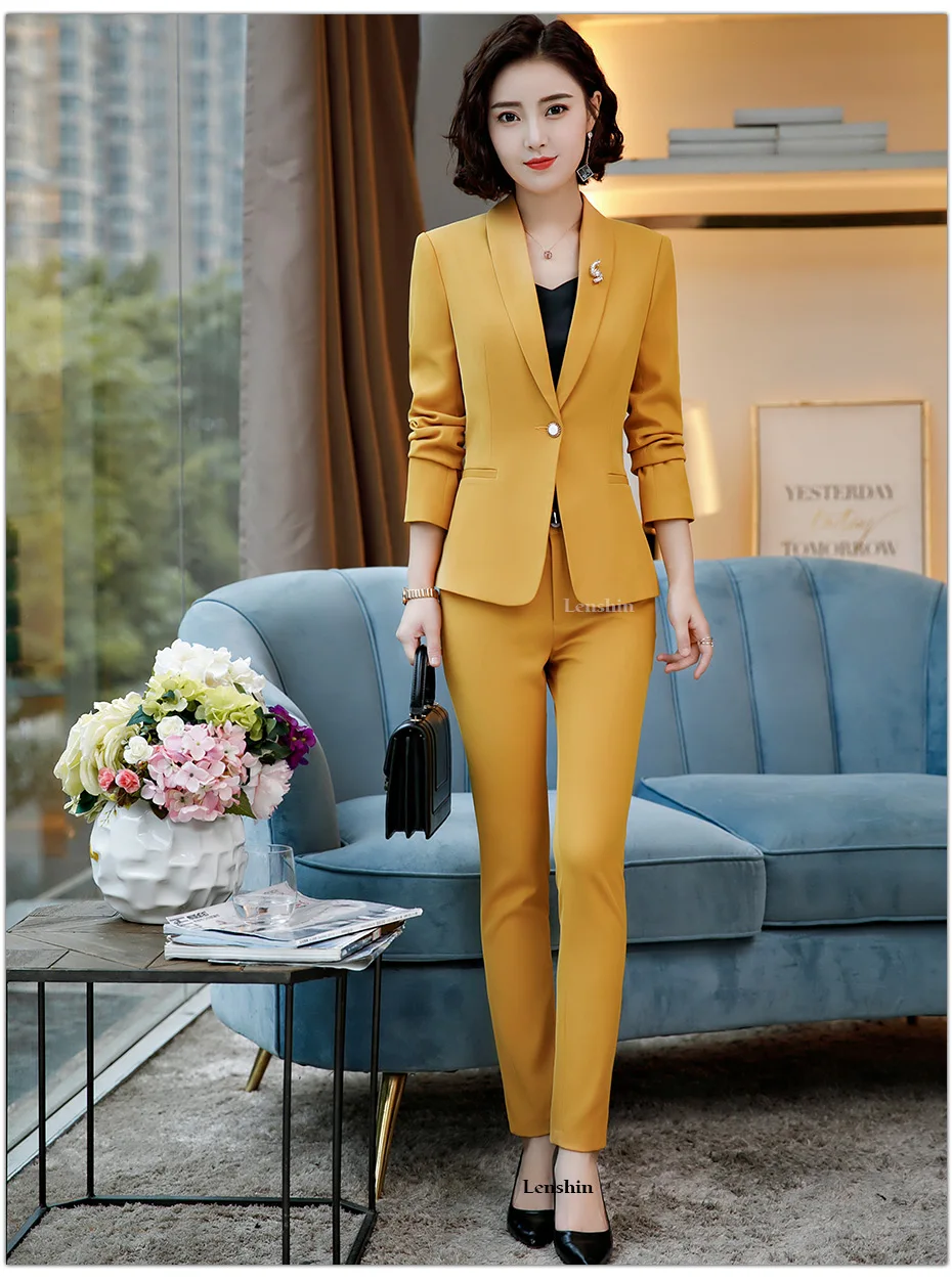 Lenshin комплект из 2 предметов, прямой и гладкий деловой костюм с ...