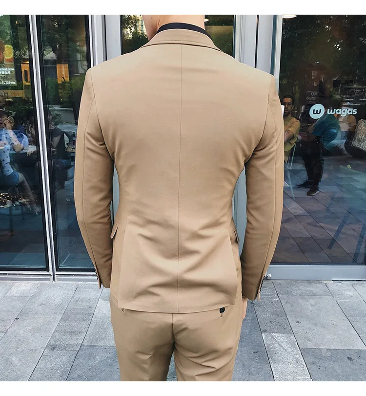 Khaki Wedding Suit Men New Arrival High Quality Men's Suits Formal Three Piece Prom Party Dress Work Business Suit Male Q889