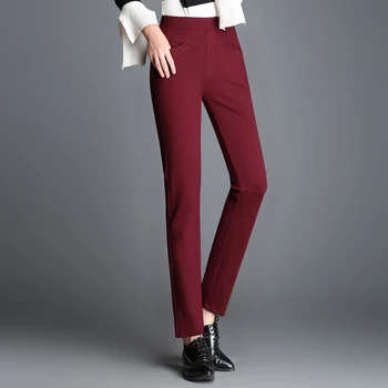 

2020 spring autumn new women casual pants fashion high waist stretch straight thin slim ladies trousers 177