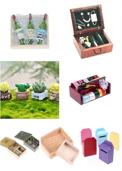 

Multi Style Newest Sale 1:12 Miniature Vintage Sewing Box with Lid Winered Dollhouse Decoration Accessories 2019